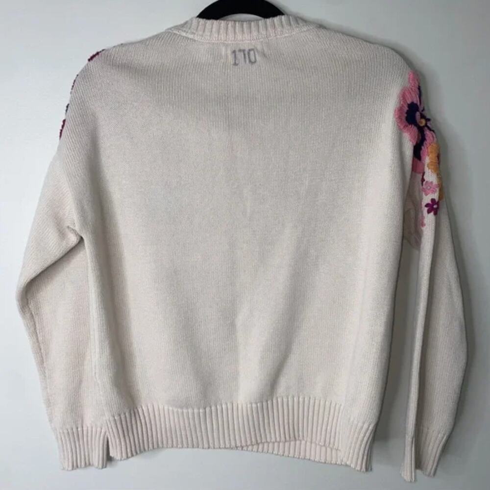 Odd Molly Miss Epic 3D Floral Boho Embroidered Cream Tan Sweater S Grandmacore - Picture 3 of 7